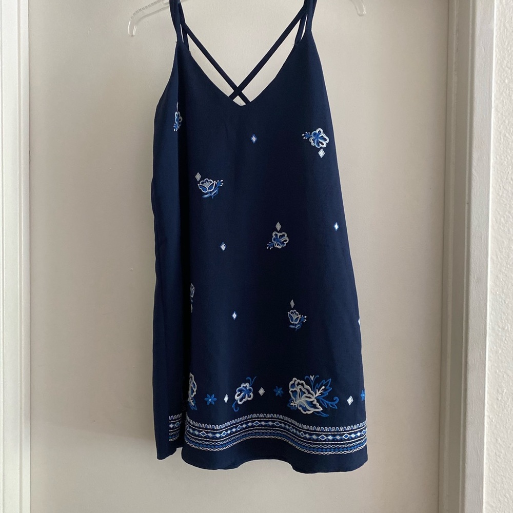 Navy Blue Embroidered Dress